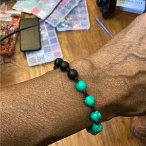 Men’s Gemstone Turquoise N  Black Agate Bracelet 🖤